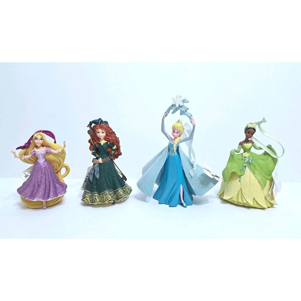 Disney Princess Christmas Ornaments Set 5 Rapunzel Elsa Merida Tiana Anna